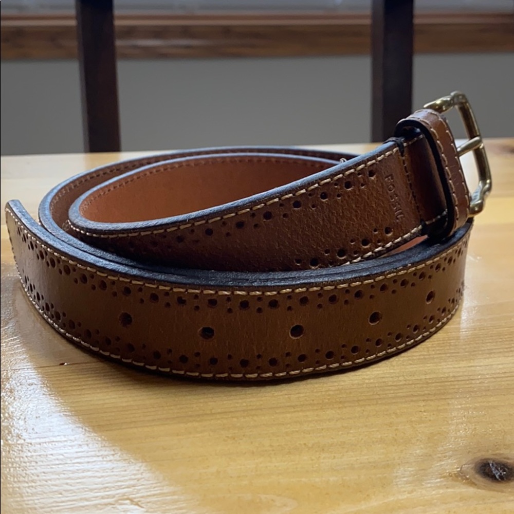 Fossil men’s dress belt leather 95 / 38 - Picture 2 of 4
